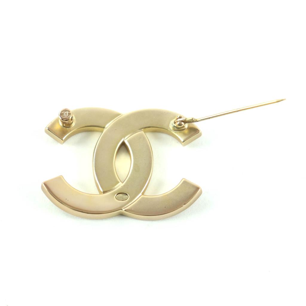 Excellent CHANEL Brooch COCO Mark rhinestone gold Women A21C Used