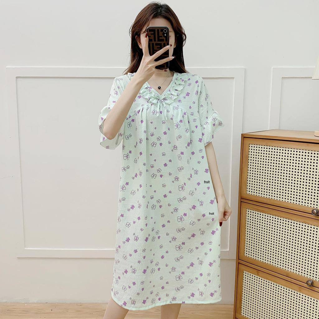 Women's Cloud Cotton Short Sleeve Nightgown - Summer Pajamas & Outdoor Sweet Girly Dress Homewear
