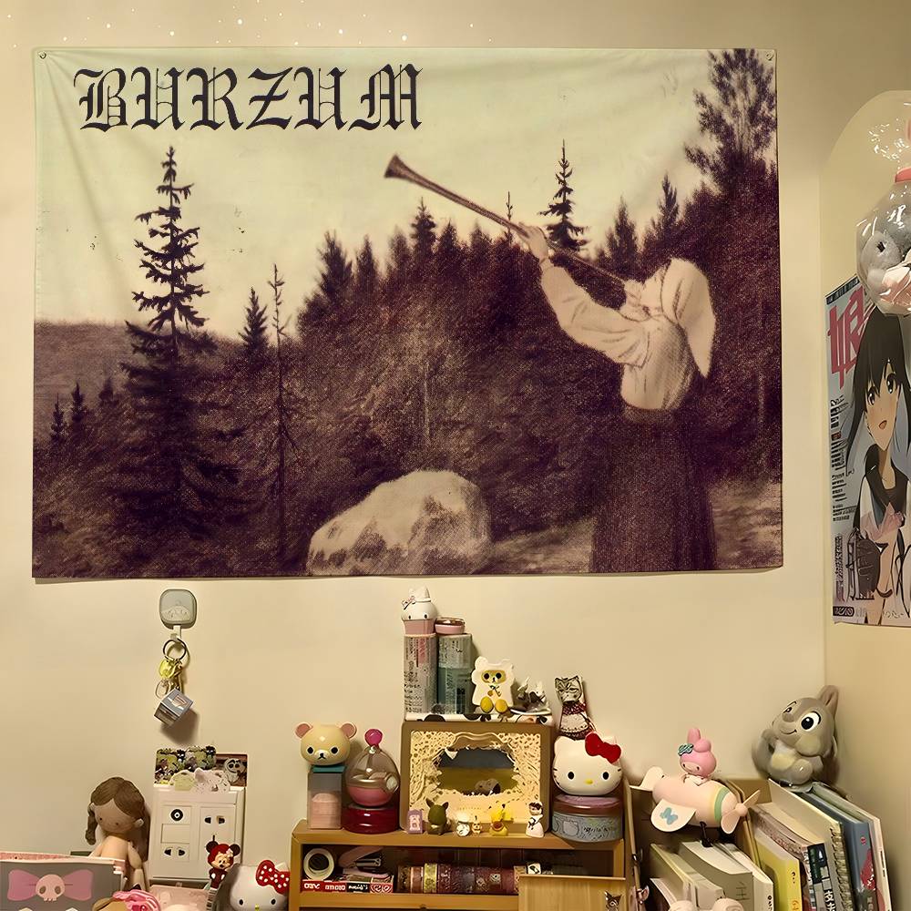 Schwarzmetall Filosofem Burzums Band Wandteppich Bunt Hippie Psychedelisch Bar Wohnzimmer Arbeitszimmer Schlafzimmer Wohnheim Dekor Ästhetisch