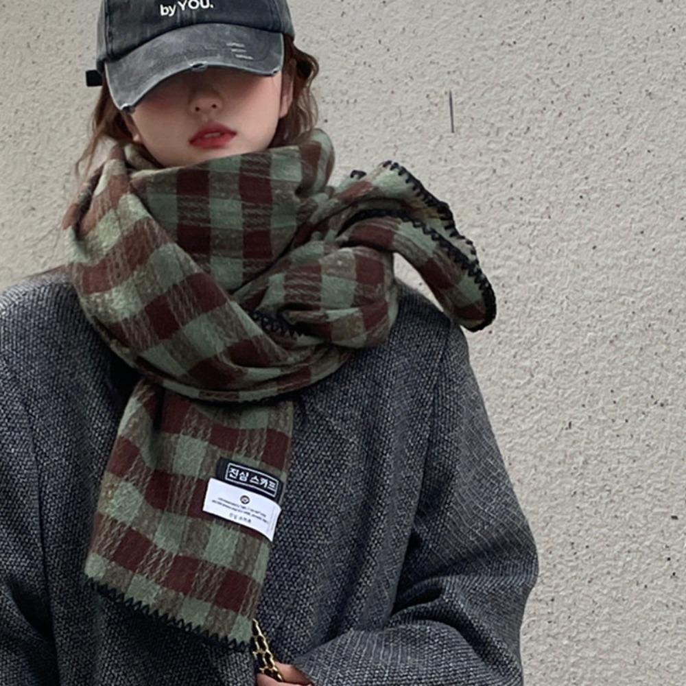 

Fashion Imitation Cashmere Winter Plaid Scarf Thick Warm Soft Long Scarves Windproof Blanket Women Wrap Shawls зелений