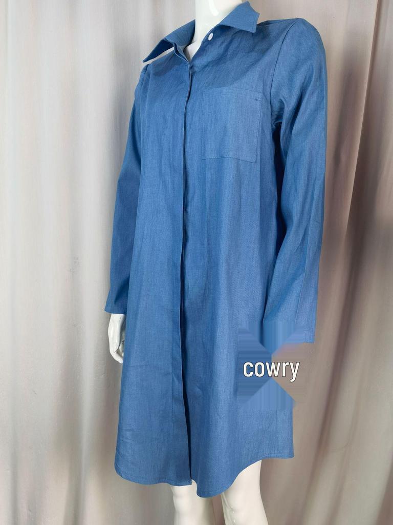 2023 Women's Large Size Solid Color Denim Dress - Casual Style