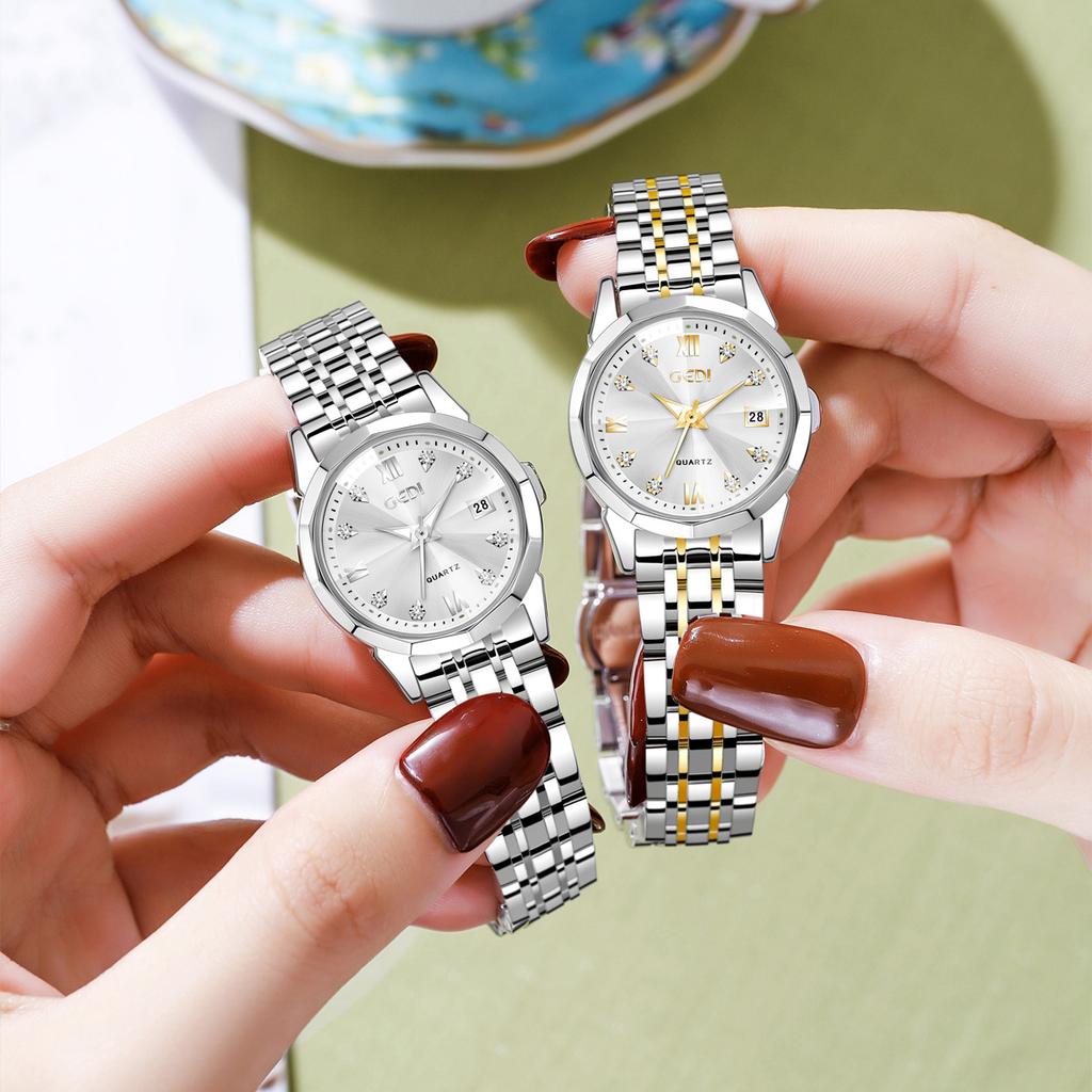 Steel Belt Watch, Women'S High-Value Rhombus Mirror Watch, Guangzhou Light Luxury Waterproof Calendar Watch