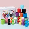 12Pcs Wooden Color Classification Cups Interactive Dolls In Cups Stackable Color Sorting Cups for Intelligence Development