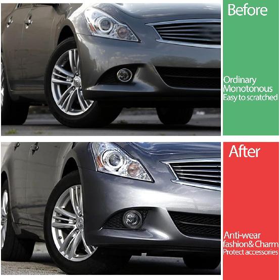Front Bumper Driving Fog Light Ring Bezels Covers Trim Molding Compatible with Infiniti G37 2010-2013, Front Fog Light Lamp Decoration Protector