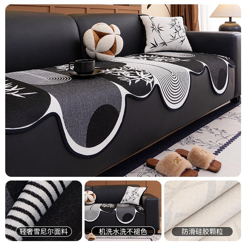 Special-Shaped Chenille Sofa Cushion, Universal In All Seasons, Modern Light Luxury Straight-Row Sofa, One-Piece Non-Slip Seat Cushion