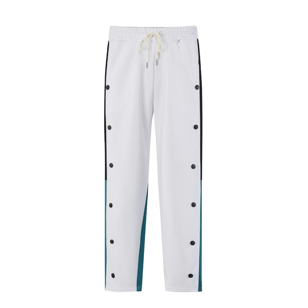 New men s sports trousers: stylish, four-season, straight-leg, colour-blocked casual trousers S белый