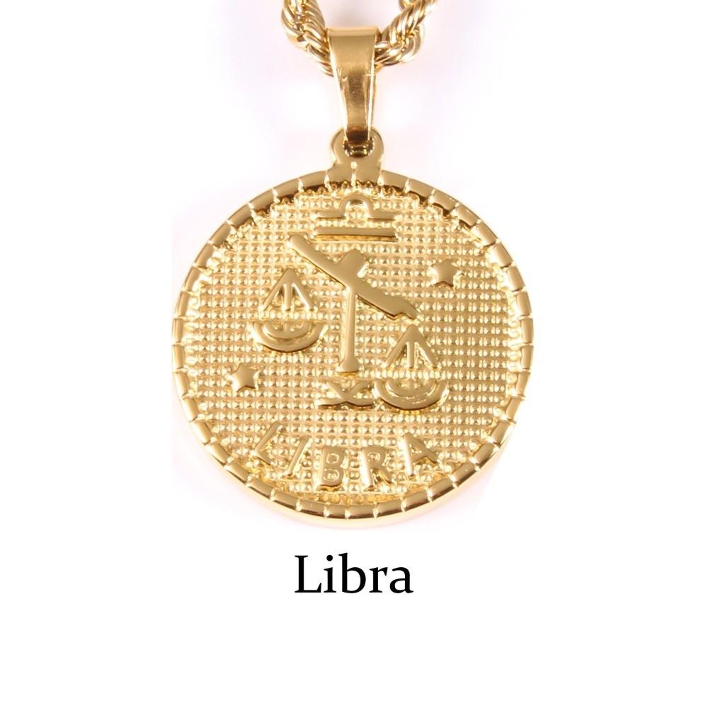 18K Gold Coin Coin Pendant Necklace 12 Constellation Bag Pendant Charms DIY Jewelry Making