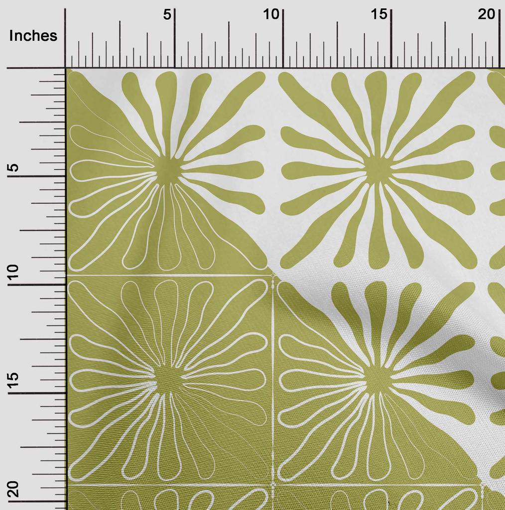 oneOone Cotton Flex Light Brown Fabric Geometric Modern Flower Sewing Fabric By The Yard Printed Diy Clothing Sewing Supplies 40 Inch