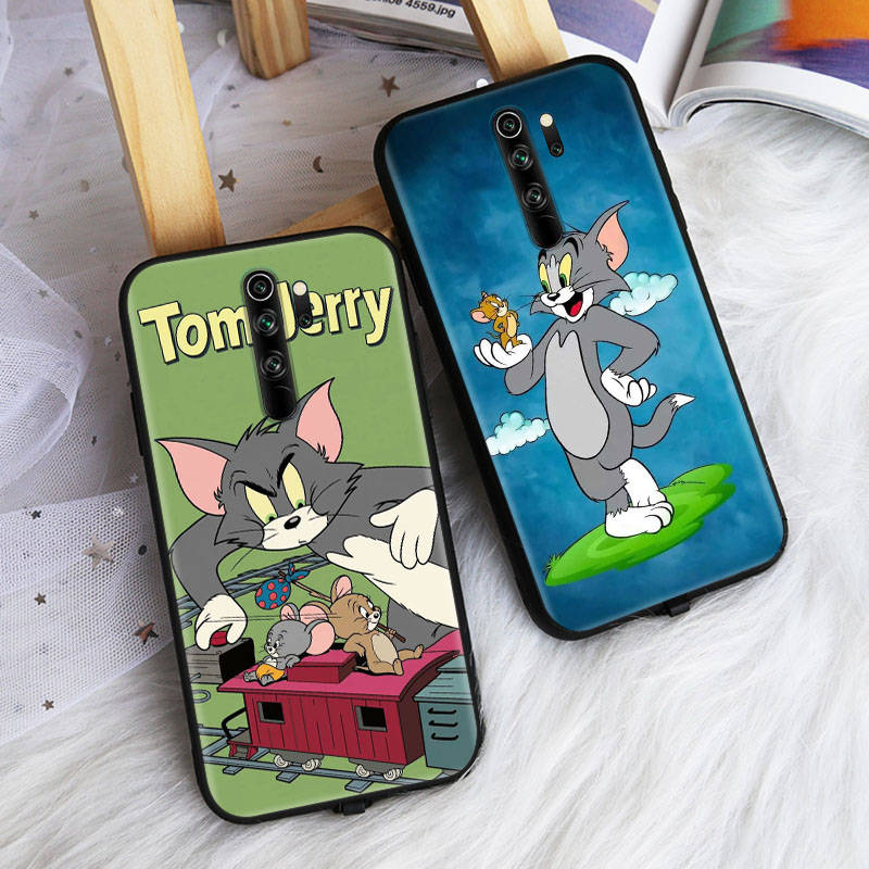 Black Case for Samsung Note 20 Lite S24 Ultra S23 A03 A05 A06 A11 A71 A15 A16 A13 A24 A25 A33 A52 A53 A50 M55 M35 Plus C-47 Tom Jerry Cat Mouse