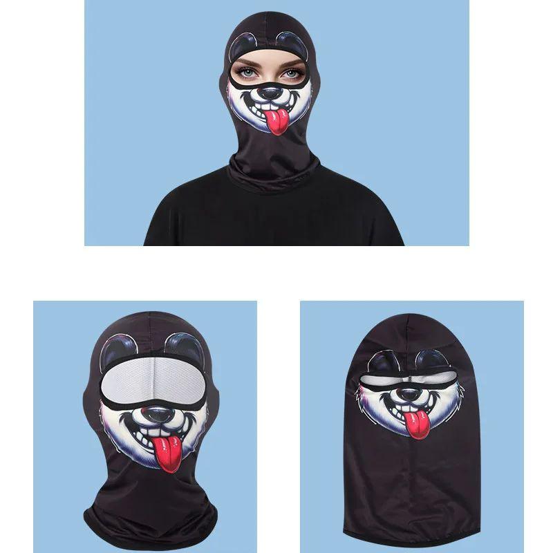 Máscara Facial Esportiva Respirável Proteção Solar À Prova de Vento Cobertura para a Cabeça Forrada com Capacete Verão Estampada com Animais 3D Balaclava para Motociclista
