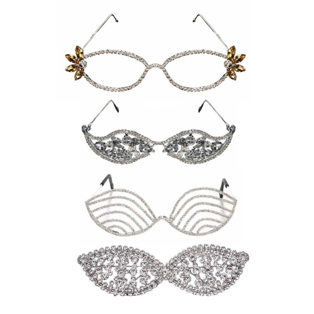 Irregular Rhinestone Eyeglass Frame Vintage Light Luxury Face Eyewear Decoration Party Jewelry Sparkling Crystal Eye Frame