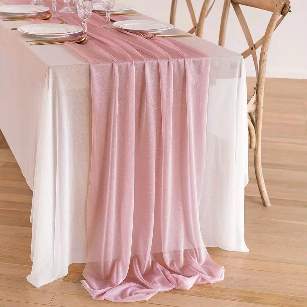 Reusable Sheer Chiffon Table Runner Chiffon Soft Chiffon Table Runner Washable Sheer Fabric Wedding Table Runner Dinning Table