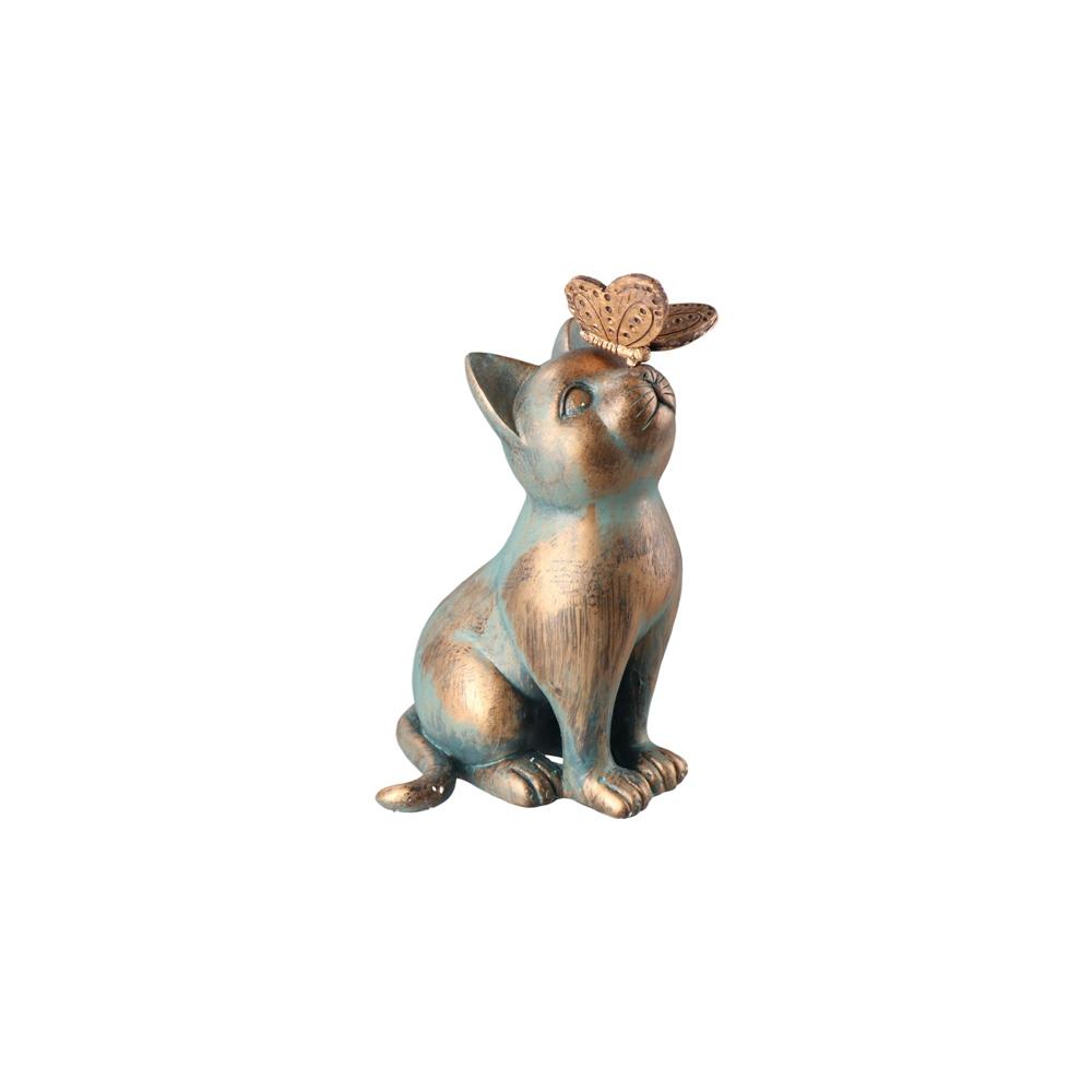 

Interesting Butterfly Cat Statue Realistic Curious Cat Statue Retro Outdoor Butterfly Cat