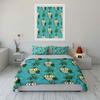 Cartoon Owls and Florals Pattern Bedding Duvet Cover Set  (1*Duvet Cover 2*Pillowcases, without duvet insert)