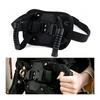 Black Rear Seat Hand Grip for Motorcycle Passenger Travel, Buckle Strap Design With Padded Woven Fabric Support Base Panel for Road Use