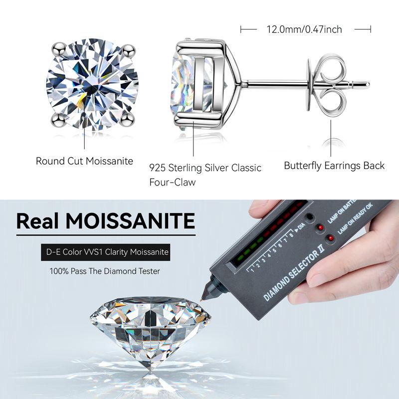Feinschmuck 1/2/0,5 Karat*2 Ovalschliff GRA-zertifiziert VVs1 Diamant Moissanit Ohrstecker S925 Sterling Silber Ohrstecker für Damen