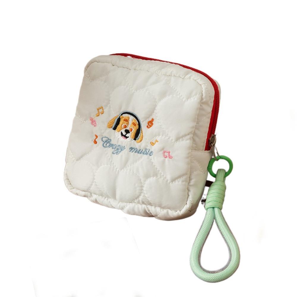 Large Capacity Embroidery Dog Cosmetic Bag Ins Style Coin Purse Cute Square Cosmetic Pouch  Outdoor