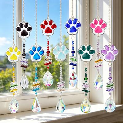 Crystal Cat Paw Wind Chimes, Crystal Suncatchers for Windows Hanging, Prism Rainbow Maker for Indoor Outdoor Home Garden Decor