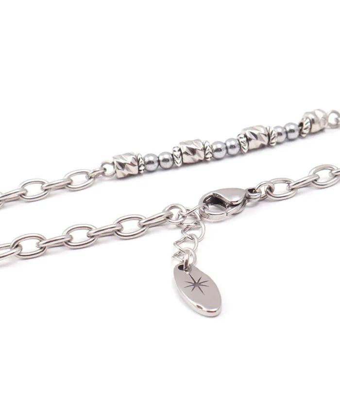 Surgical Chain Shine Mix Charm Layered Bracelet (PLT-BR-078_SV)