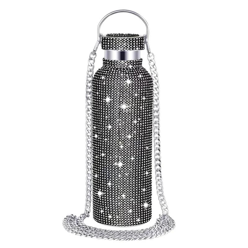 Water Bottles Thermos Portable Glitter Bottle Crossbody Stainless Steel Thermal Flask 350ml 500ml 750ml Diamond Thermos Bottles YLE031
