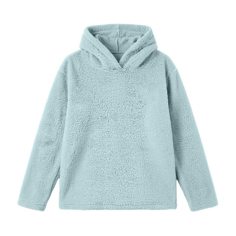 Womens Oversized Hooded Sweatshirt 2026 Fall Winter Solid Color Long Sleeve Soft Fleece Pullover
