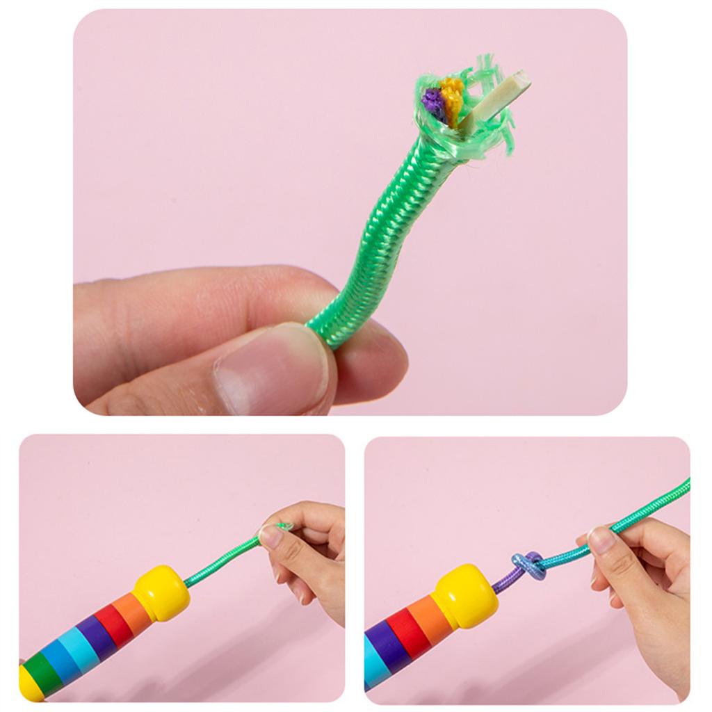 Adjustable Skipping Rope with Wood Handle and Woven for Girls and Boys, Skipping Rope Exercise Fat Burnings Gym Training
