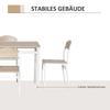 Juego de Comedor de 5 Piezas, Juego de Mesa y Sillas de Comedor con MDF con Veta de Madera y Metal en Gris y Blanco, 1 Mesa y 4 Sillas para Comedor Moderno