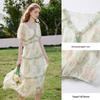 French Floral Ruffled V-neck Midi Dress