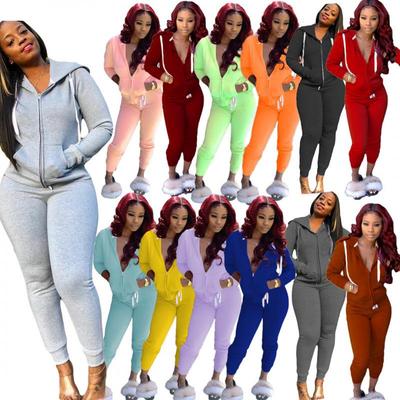 2024 Autumn Hot-Selling Women's Solid Color Hoodie Sweatshirt Sportswear Two-Piece Set