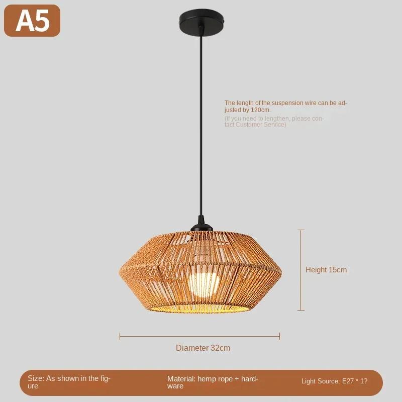 

JOYINLED Rural Rope Hemp Woven Pendant Lamp Handwoven Creative Lighting Fixture Home Living Room Bedroom Decor Dia.31CM No bulb