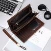 Men's Vintage Designer Long Clutch Wallet 100% Genuine Cowhide Leather Card Holder Classic Retro Genuine Leather Purse with Multi Card Slots