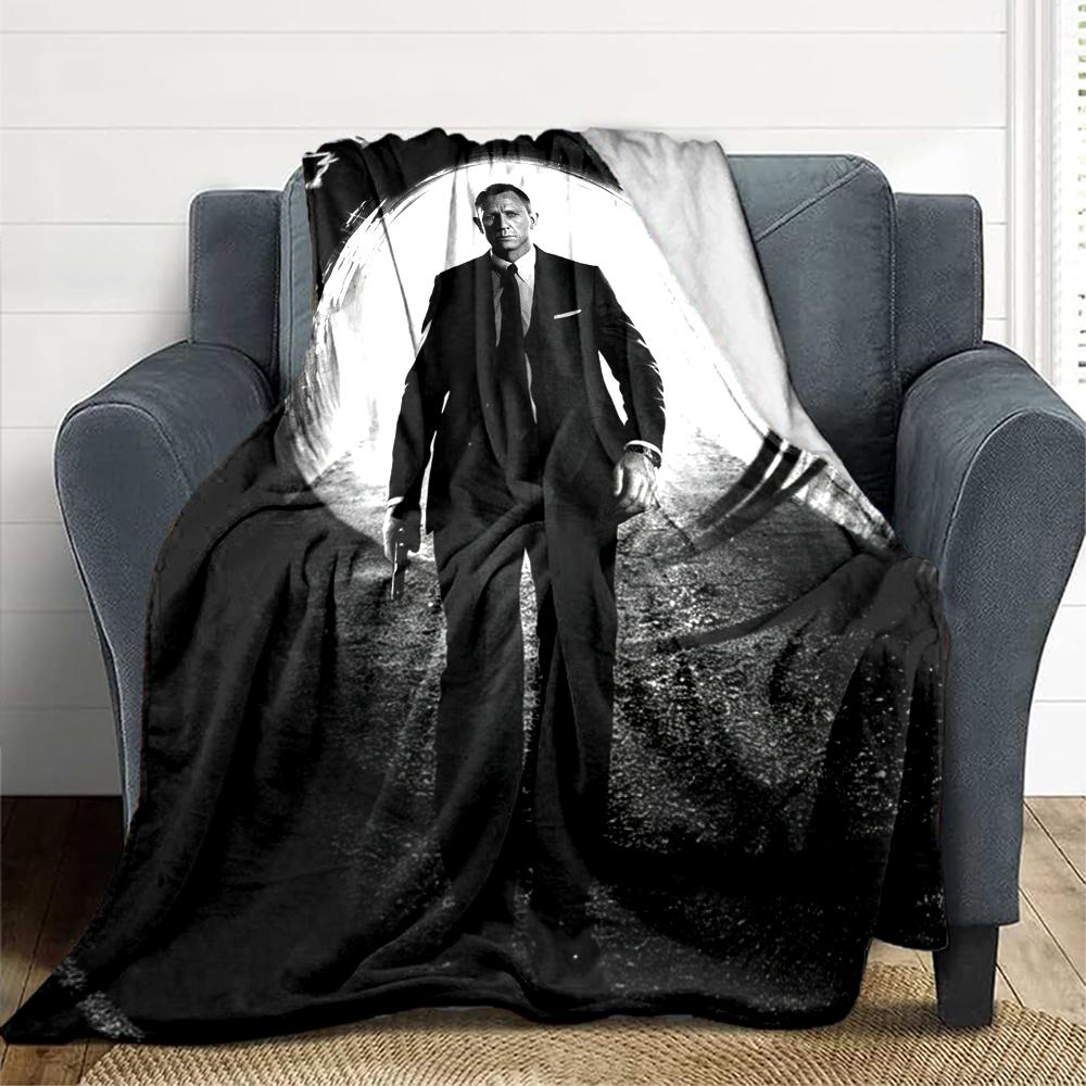 1Pc James Bond Shadows Blanket Soft And Comfortable Casual Warm Camping Travel Christmas Halloween Xmas Gift Em92429