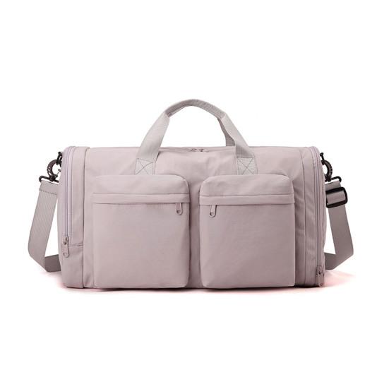 Foldable Gym Tote Unisex Duffle Bag with Shoe Compartment Wet Pocket Nylon Weekender Bag for Fitness Travel Swimming