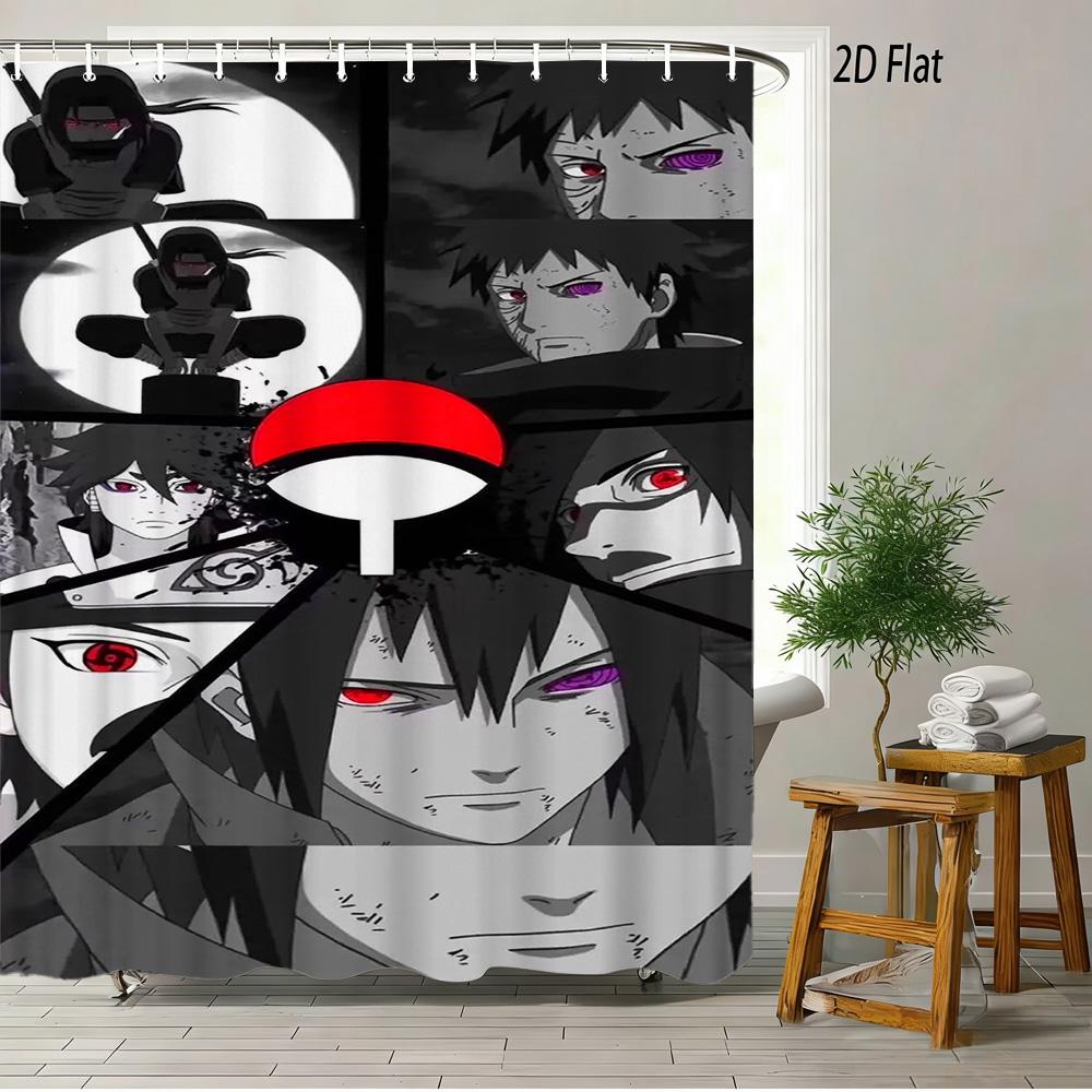 2D Flat Naruto Anime Itachi Uchiha Susanoo Skeleton Print Waterproof Shower Curtain For Bathroom Decor