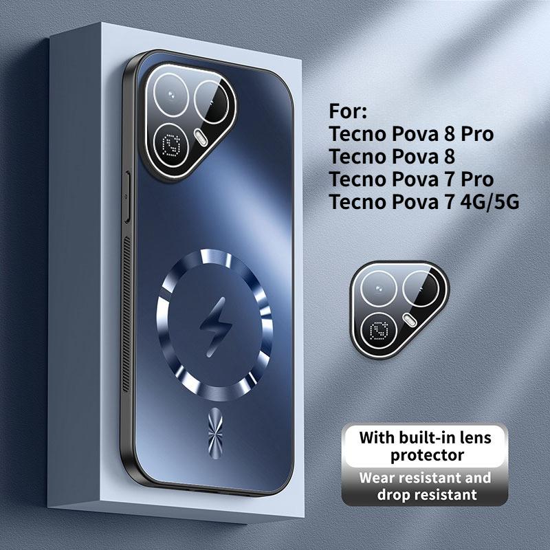 For Tecno Pova 8 7 Pro 4G 5G Case New AG Matte Lightning Magnetic PC-TPU Cover For Tecno Pova 8 Pro Shockproof Bumper Funda