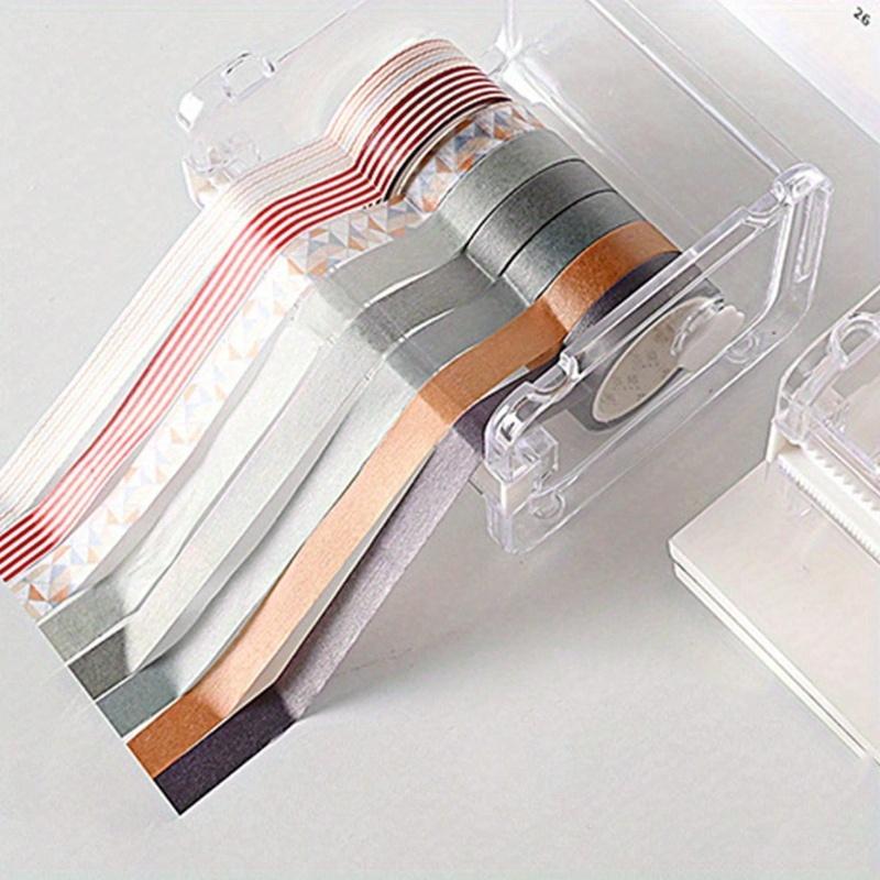 1pc Simple Transparent Tape Cutter, Washi Tape Organizer Storage Holder, Office Tape Dispenser Organizer. School & Teacher Supplies Back To School