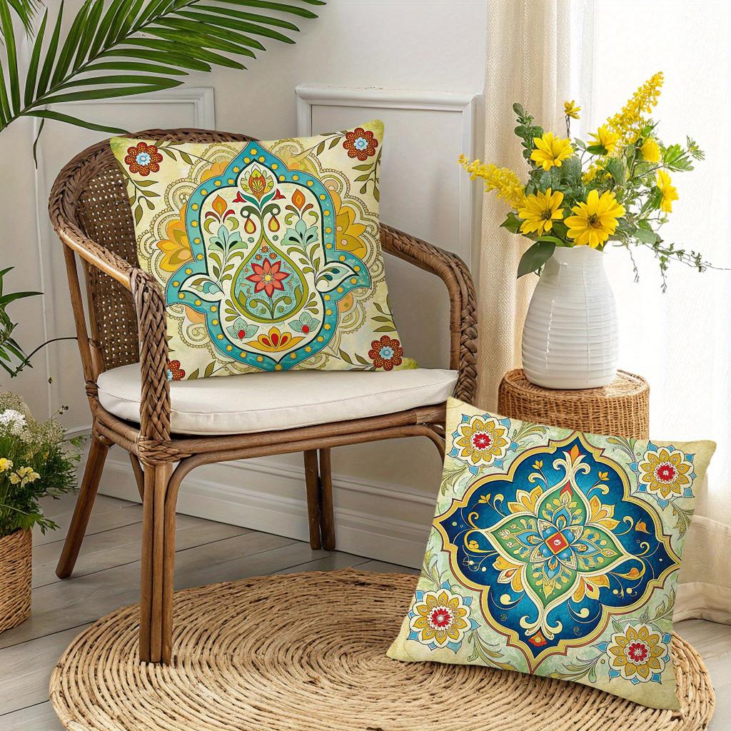 1/4pcs Bohemian Vintage Floral Mandala Throw Pillow Covers  Boho Decorative Cushion Cases for Home Sofa Bedroom Cushion Cover