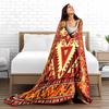 Geometric Boho Tribal-Style blanket, Red and Yellow Ethnic Pattern blanket blanket, suitable for use in the bedroom, living room, on the sofa