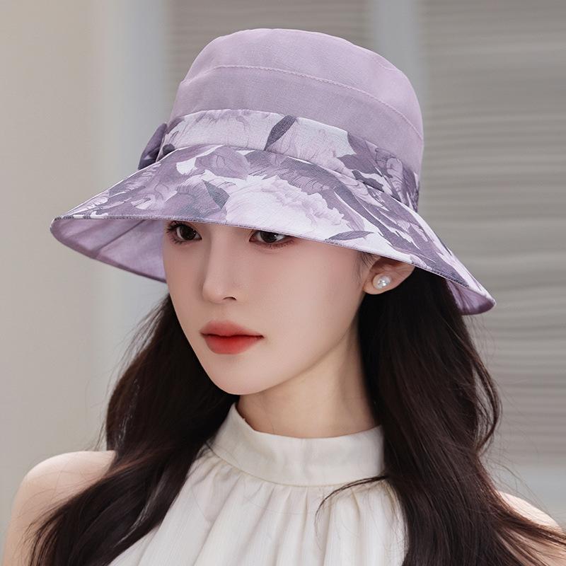 Fashion lace bucket hat women's summer new organza sunscreen hat shade UV protection versatile sun hat