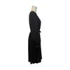 Black High Waist Pleated A Line Dress for Women V Neck Long Sleeve Lace Up Early Autumn Fashion