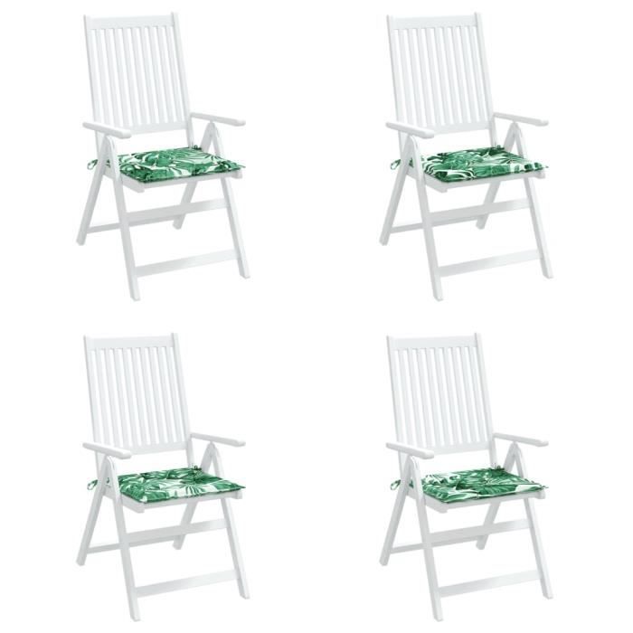 VidaXL Coussins de chaise lot de 4 motif de feuilles 40x40x3 cm tissu 361003