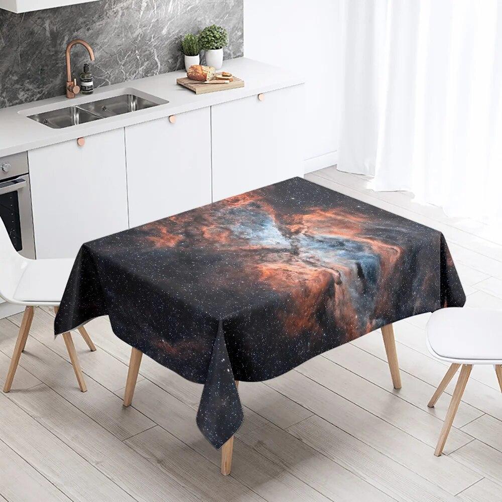Milky Way Starry Sky Tablecloth  Aurora Scene  Party Restaurant Decoration Antifouling Waterproof Table