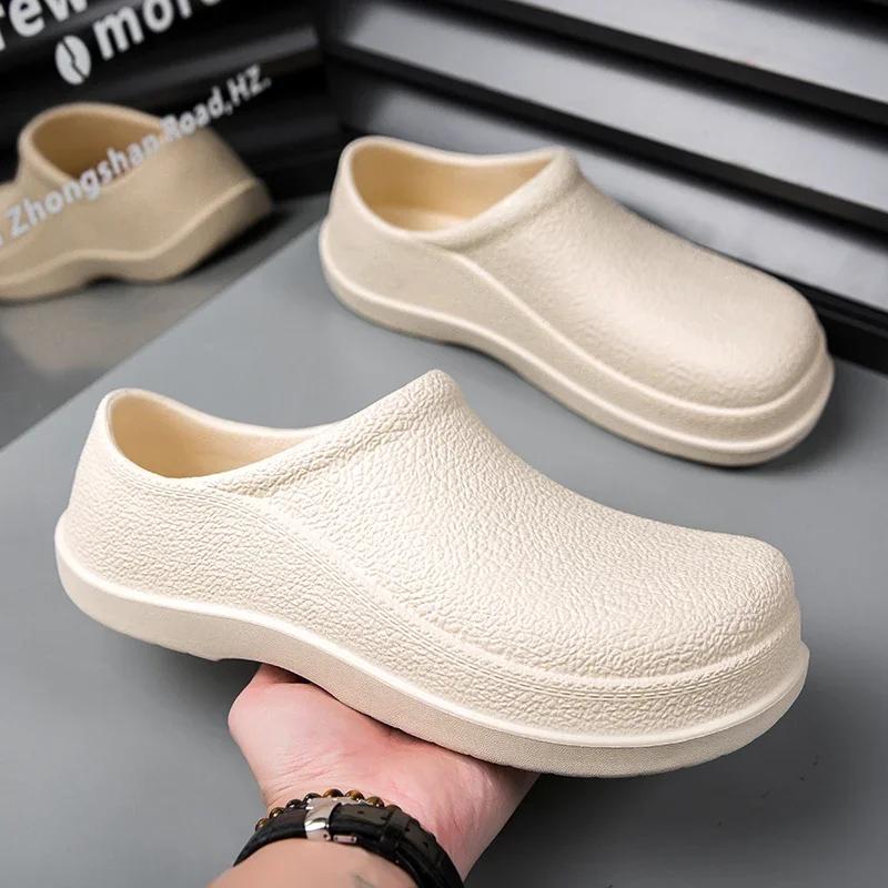 Waterproof Oilproof Men Chef Shoes Lightweight Casual Slippers Doctor Nurse Shoes Fashion Eva Garden Sandals Beach Aqua Shoes