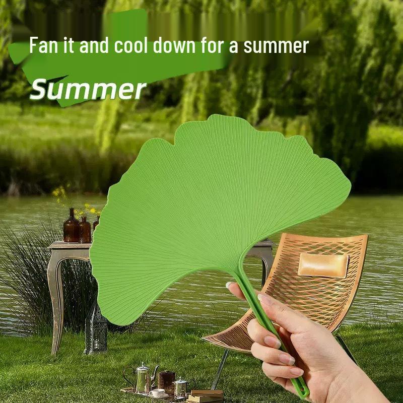 Ginkgo Leaf Shaped Durable Summer Fan: Thick, Cool, and Drop-proof Design.