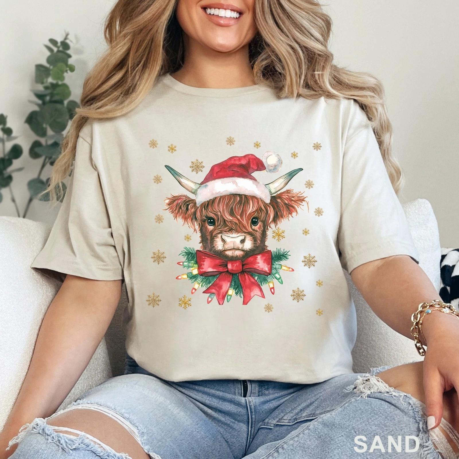Cow Christmas Shirt, Merry Christmas Heifers Tee, Christmas Cow Shirt, 203716 L