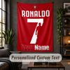 Personalized Wall Tapestry,Cristiano Ronaldo Custom Text, Soft Fabric Wall Art For Indoor Decoration