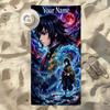 Custom Name Demon Slayer Stylish Digital Printing Beach Towel Quick‑Drying Absorbent Blanket for Beach Pool Gym Travel