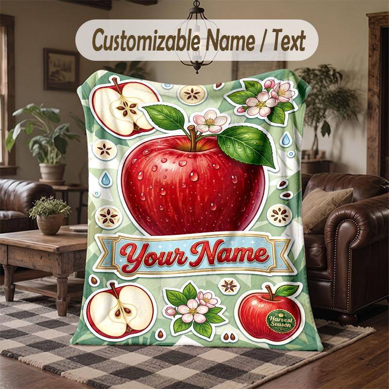 Foxes Moonlit Forest Theme Throw Blanket Custom Name Text Personalized Blanket Soft Cozy Blanket for Home Sofa Bed
