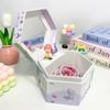 With Mirror Hexagonal Music Box Cute Girls Storage Box Creative Ocean Princess Jewelry Box  Kid