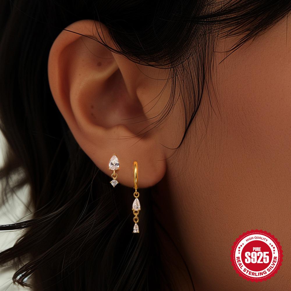 French Retro Earrings Light Luxury Fashion Temperament Elegant Geometric Round Love Tassel S925 Sterling Silver Opal Ears